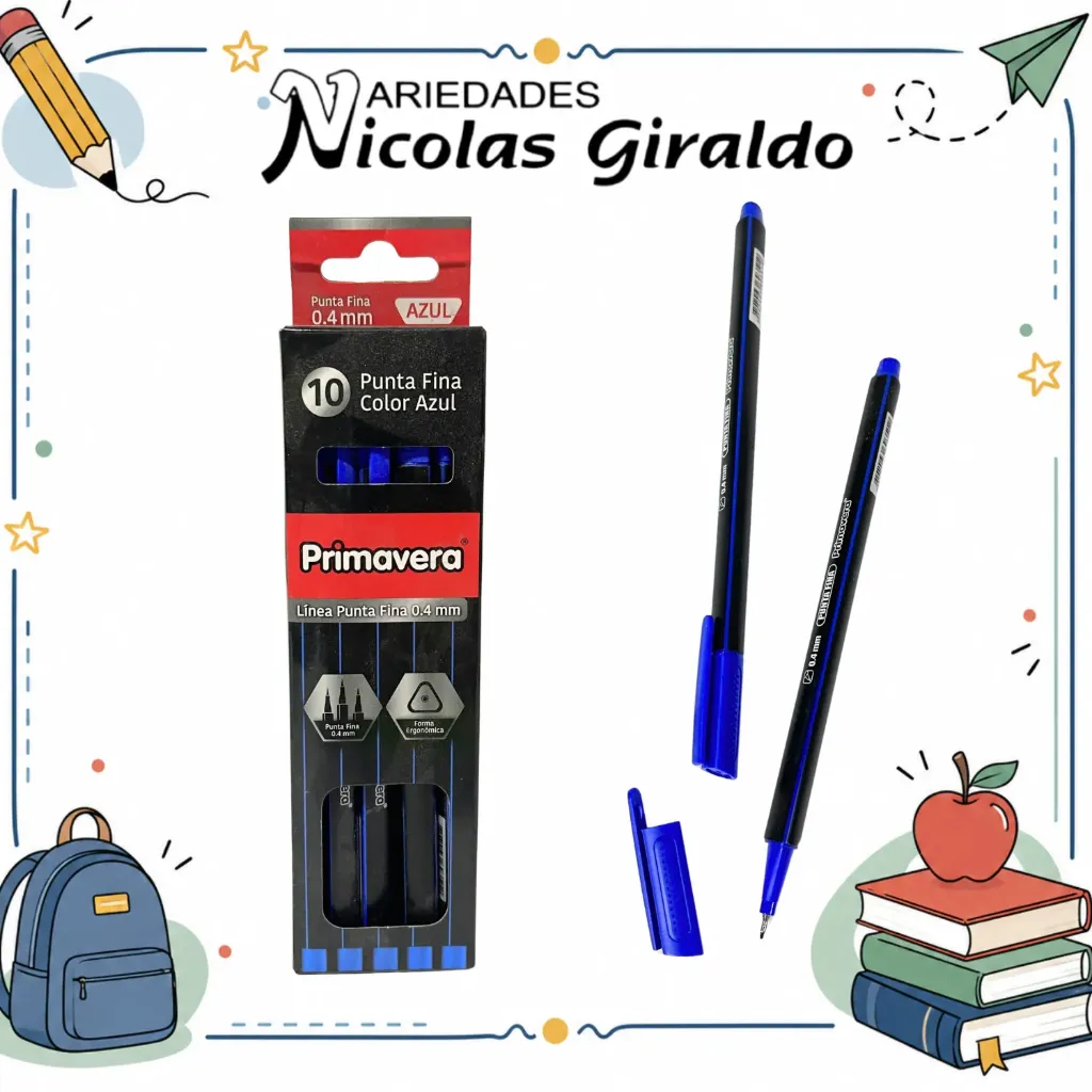[P3229-007] Lapicero primavera punta fina x10 azul