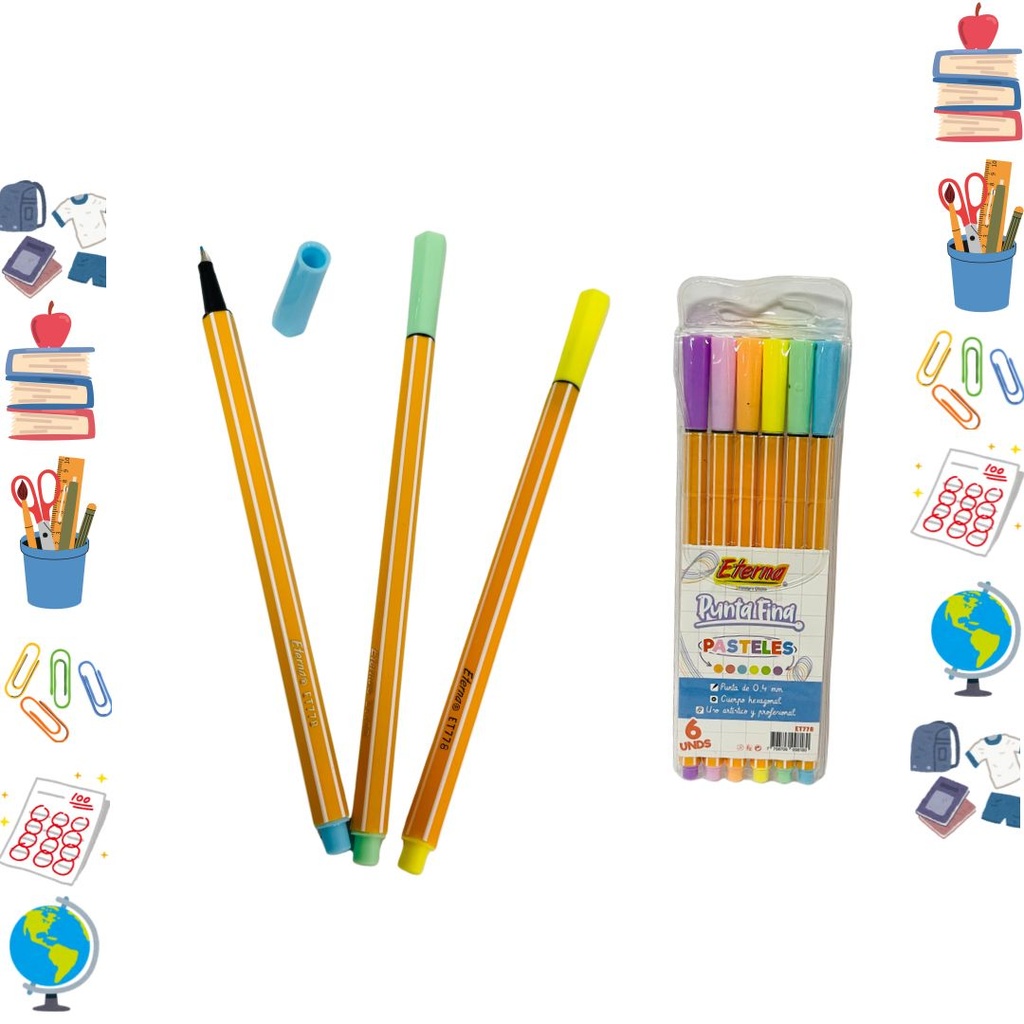[ET778] Lapicero punta fina eterna pastel x6