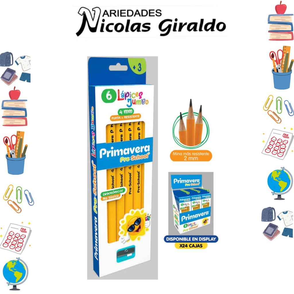 Lapiz primavera pre-school x6