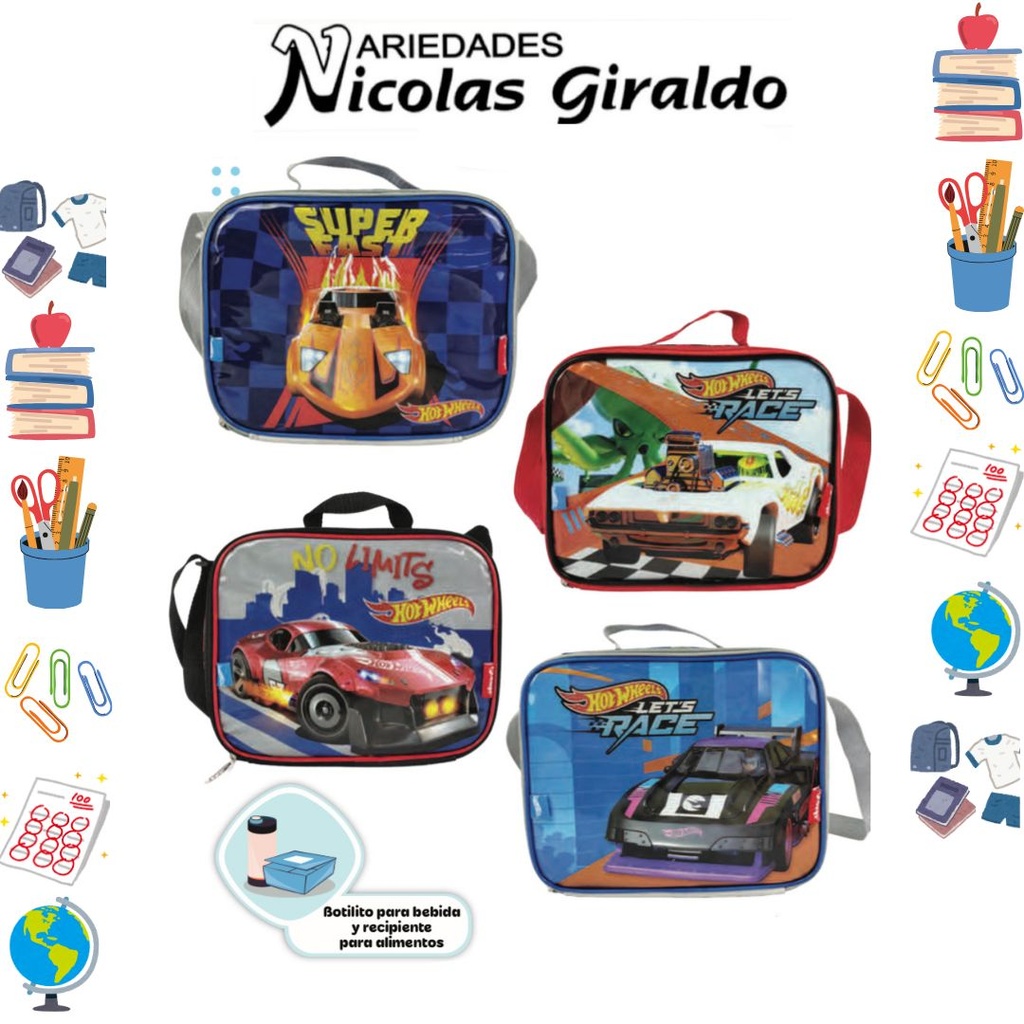 Lonchera primavera hotwheels orizontal
