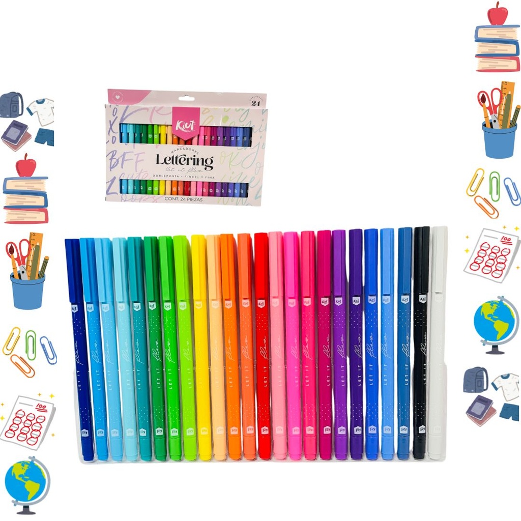 Marcador kiut letrering punta pincel x24 kw-16026768