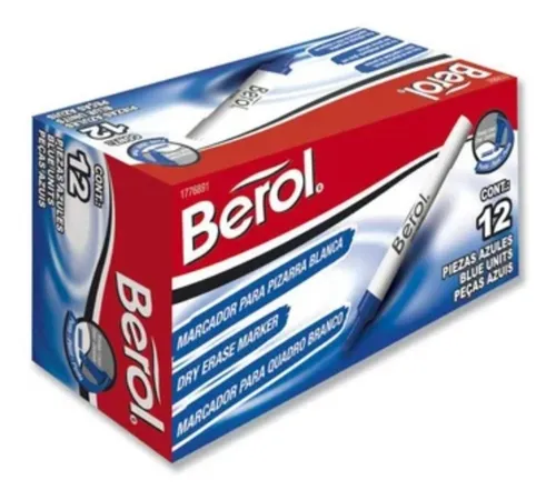 Marcador berol borrable azul caja x12 