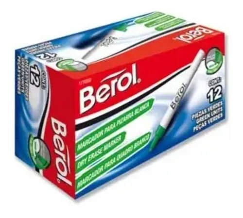Marcador berol borrable verde caja X12 