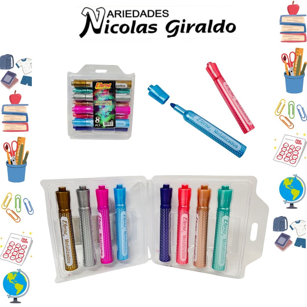 Marcador vinilo metalizado x8 eterna
