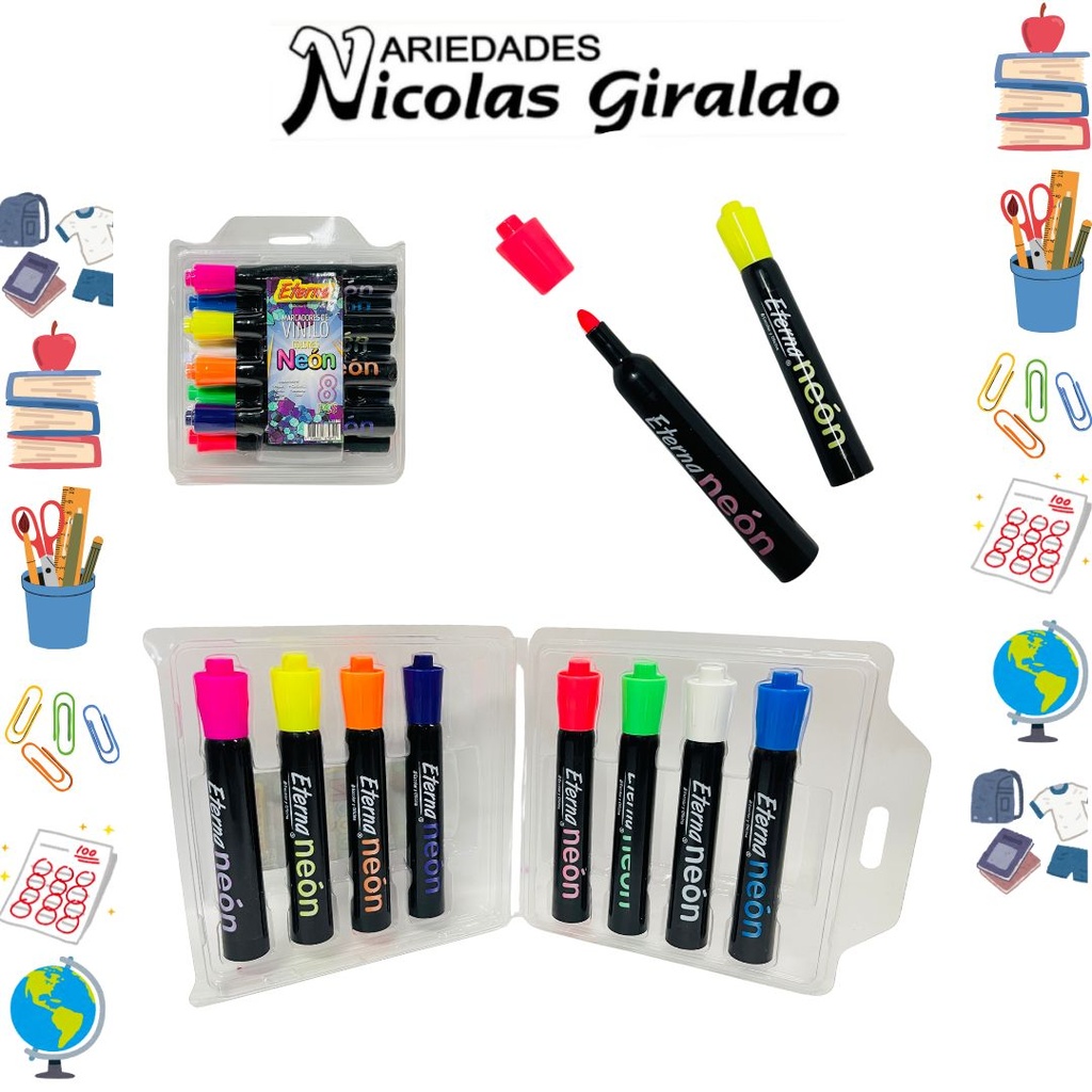 Marcador vinilo neon x8 eterna