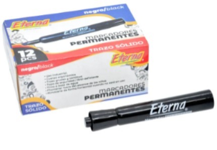 Marcador permanente negro eterna caja x12 