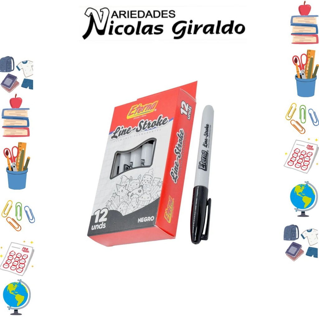 Marcador punta delgada surtido caja x12 eterna