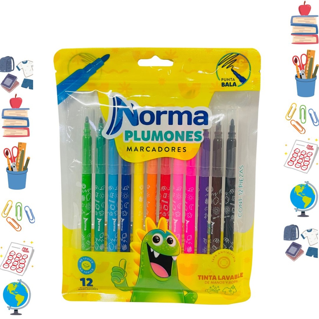 Marcador plumones norma bolsa x12 kw-16031882