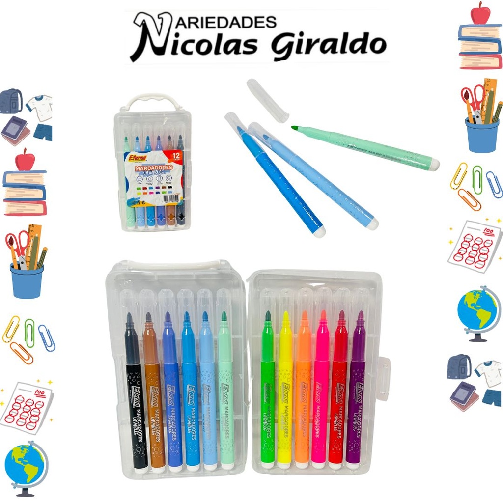 Marcadores lavables x12 eterna