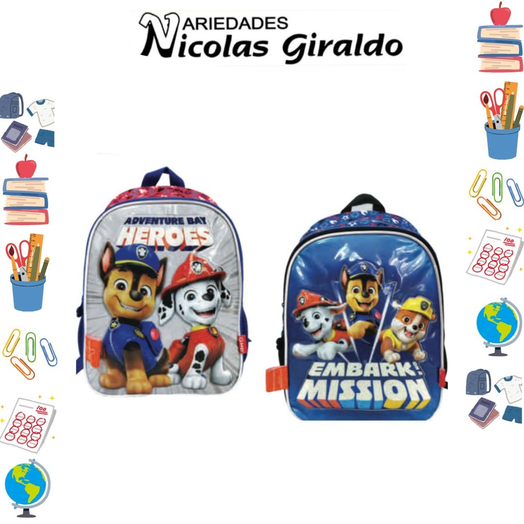 Morral primavera personaje pequeño paw patrol niño