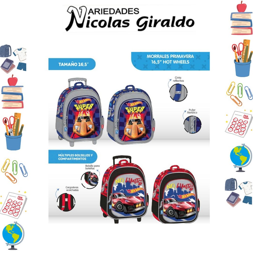 Morral primavera personajes grande hotwheels