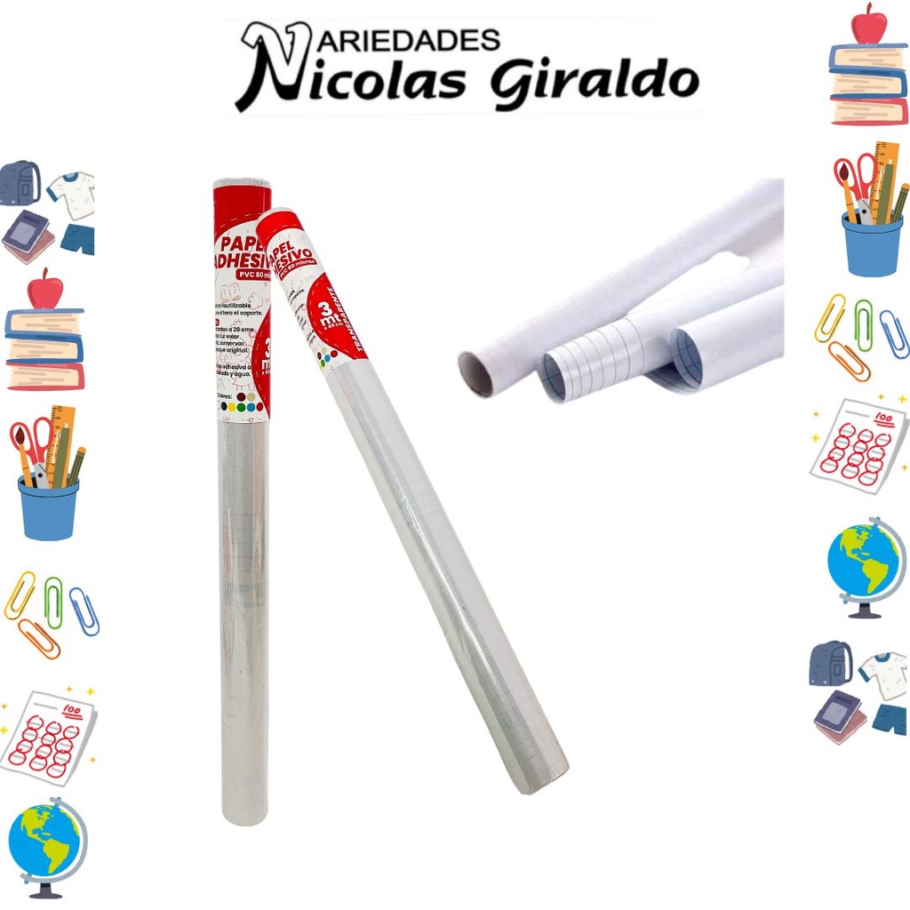 Papel contac transparente 3 metros