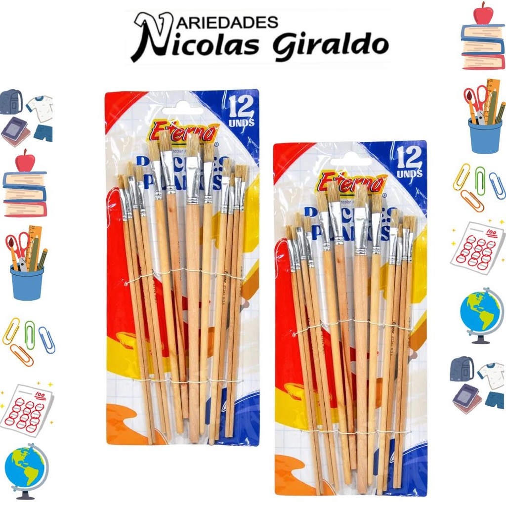 Pincel madera eterna x12 plano grande