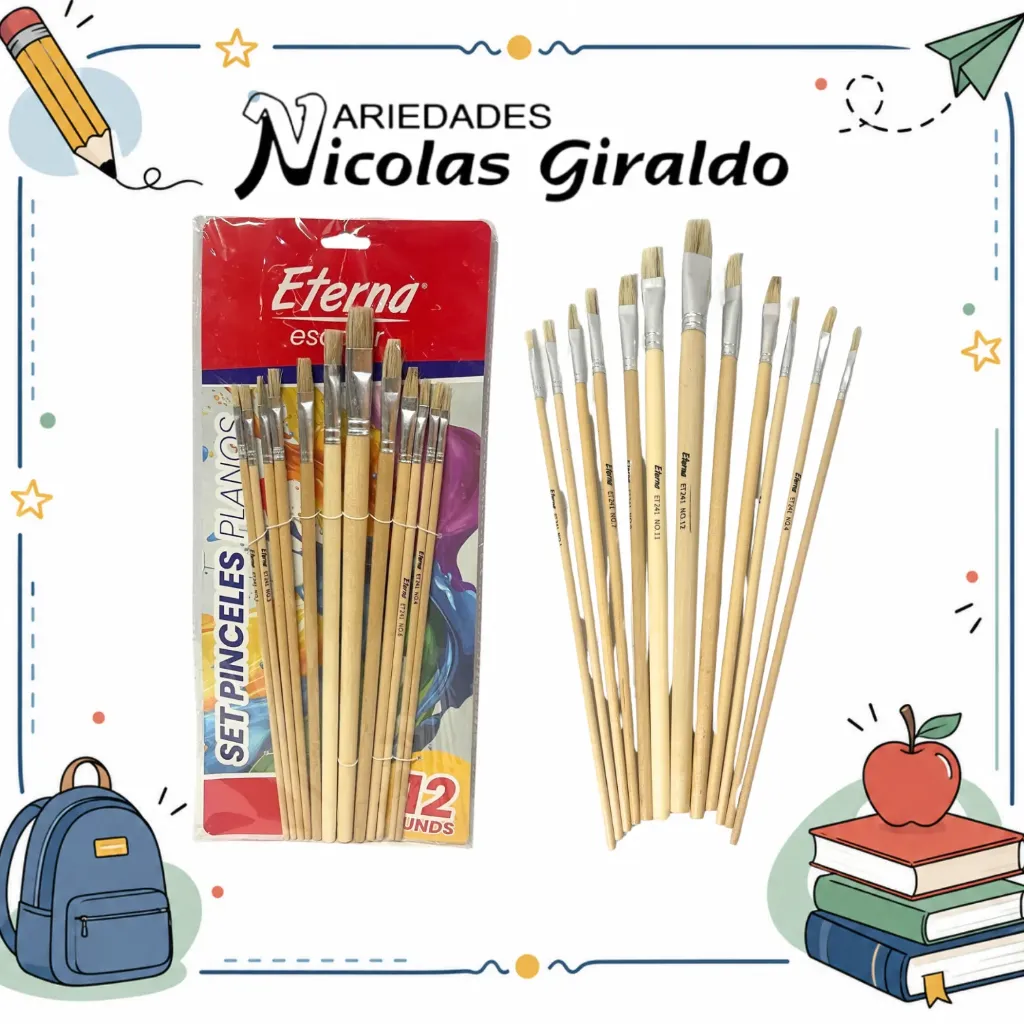 Pincel madera eterna x12 plano grande