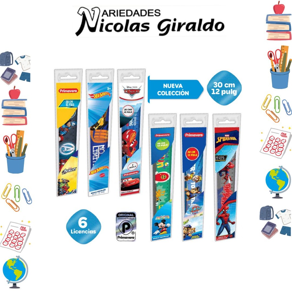 Regla primavera personajes niño 30cm 