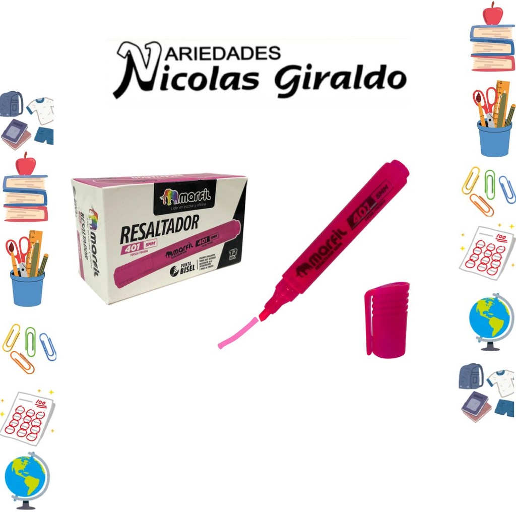 Resaltador marfil fucsia caja x12 (UND $950)