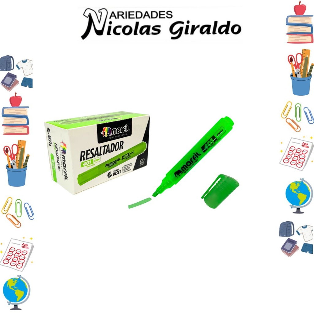 Resaltador marfil verde caja x12 