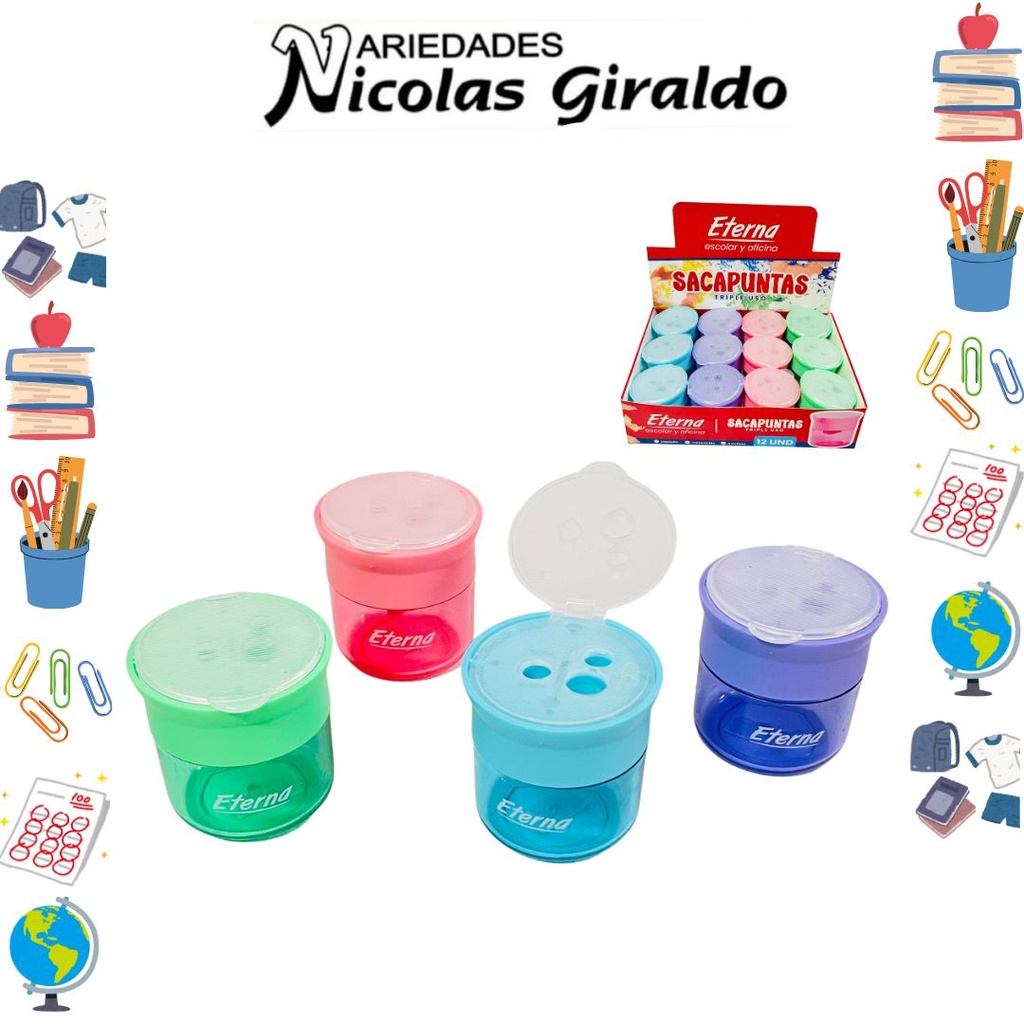 Sacapuntas eterna grande 3 hueco caja x12