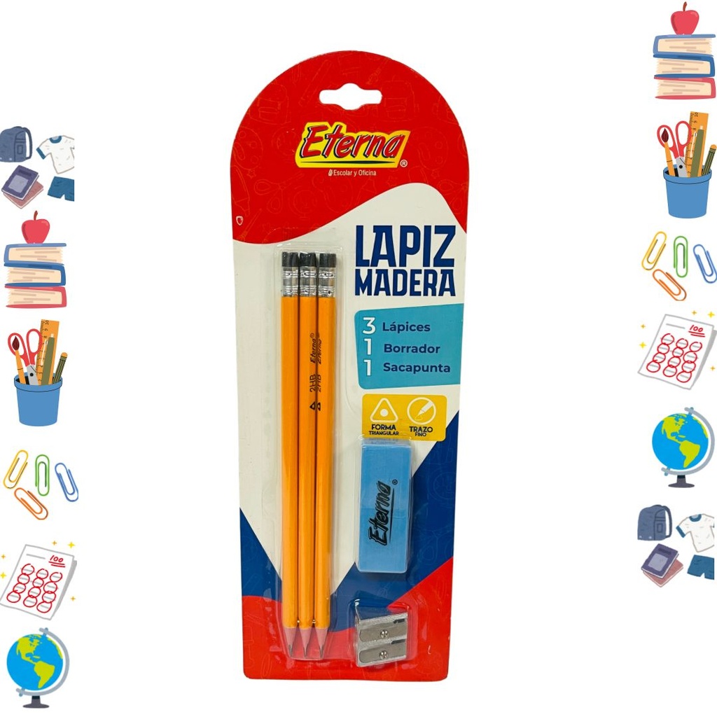 Set lapiz sacapuntas borrador