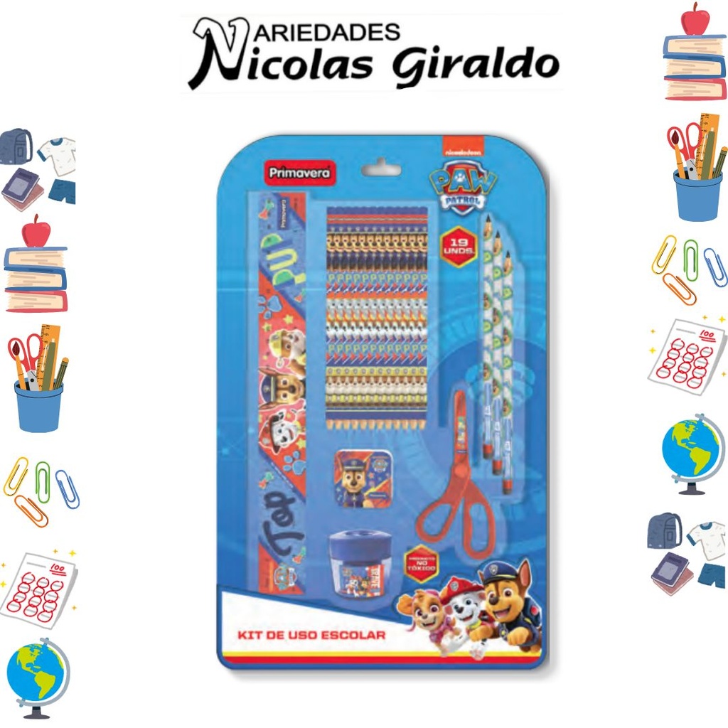 Set uso escolar primavera paw patrol