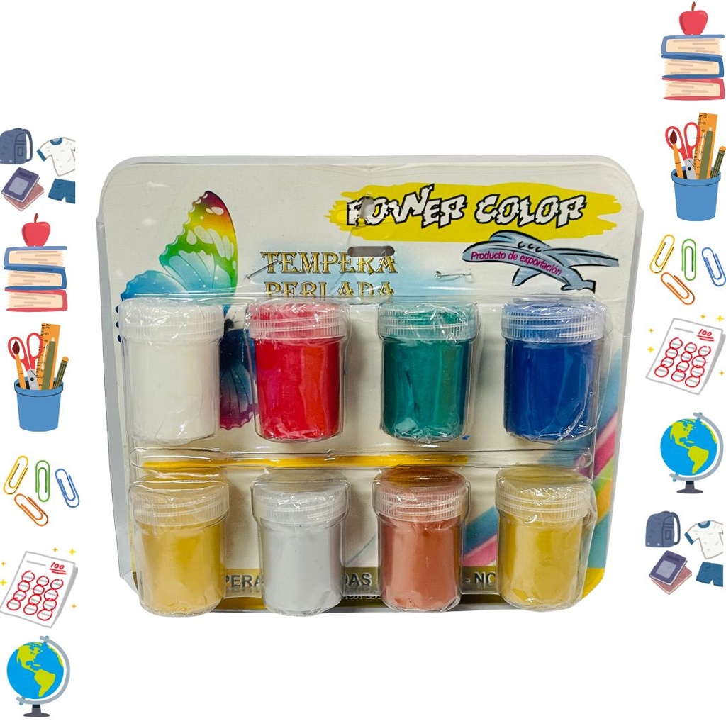 Tempera perlada carton x8