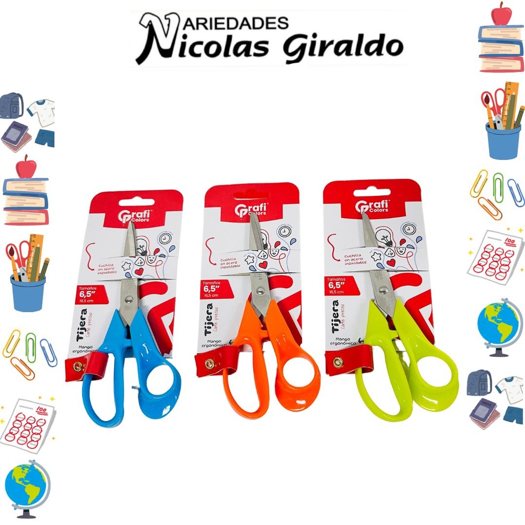 Tijera graficolors 6.5 plastico x1 