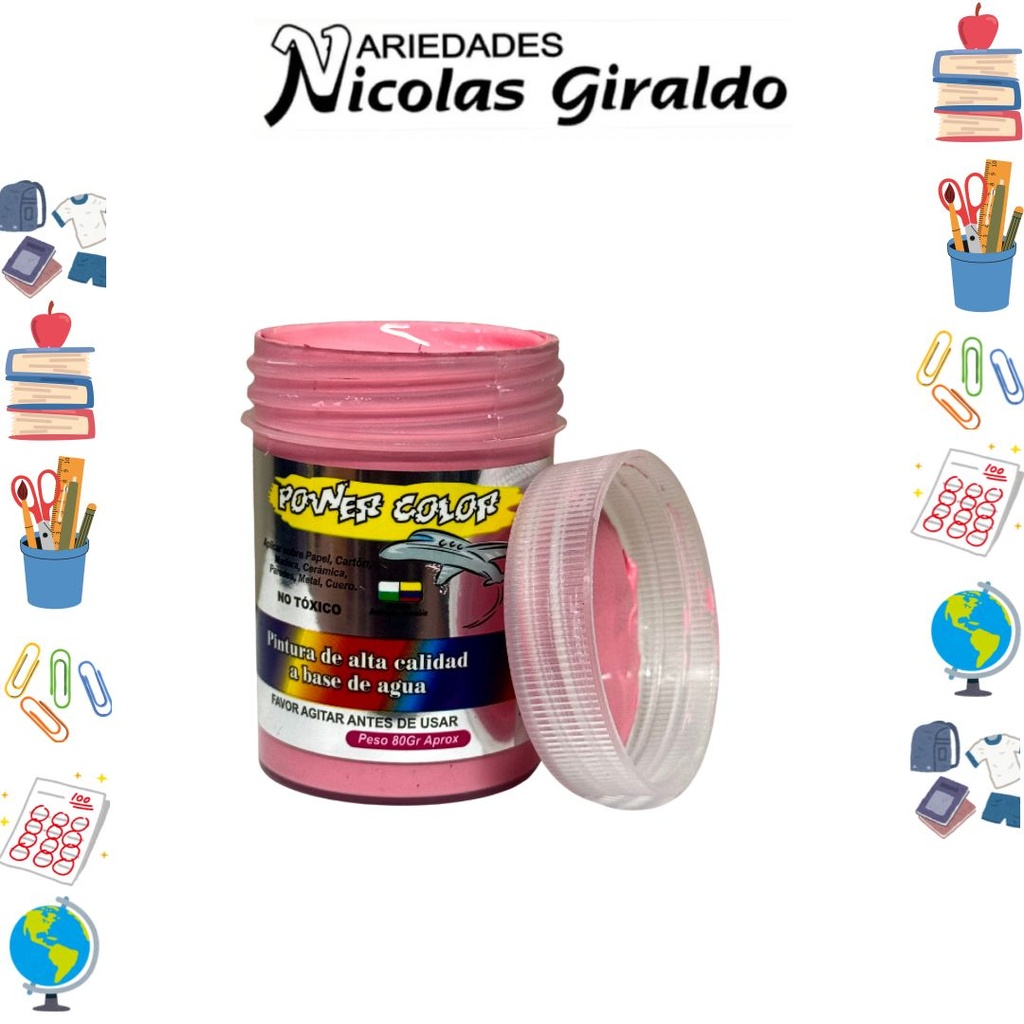 [1000809] Vinilo power color x80 cc rosado