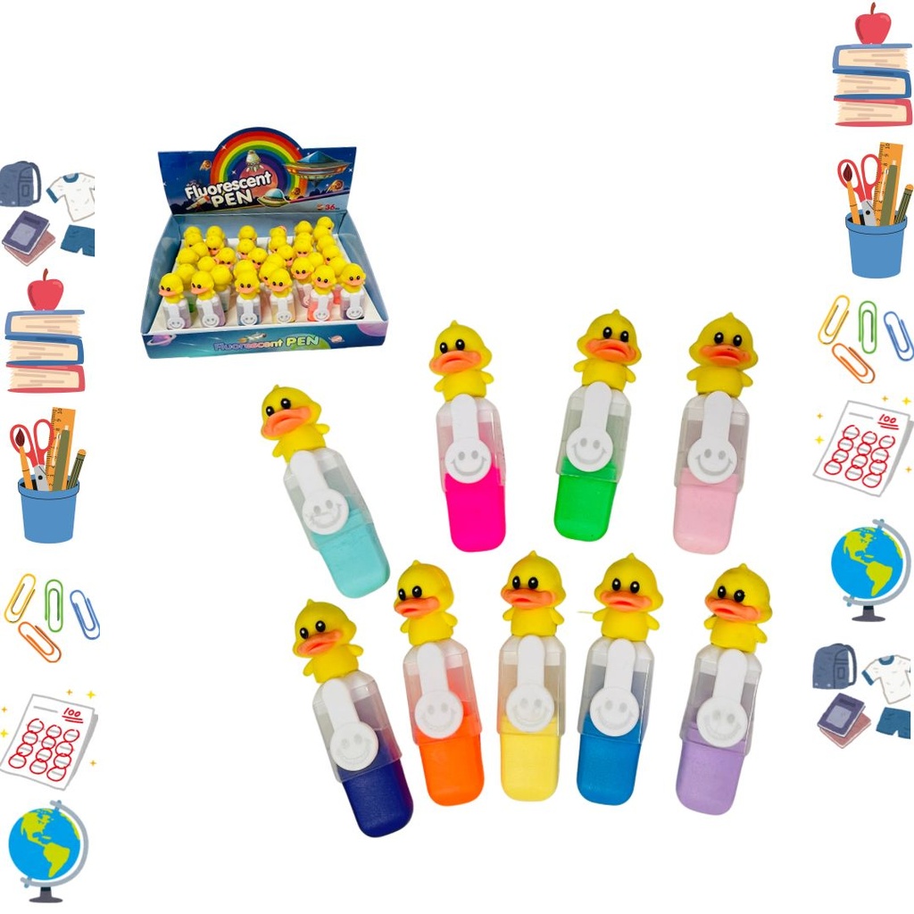 Resaltador mini figura pato-huella caja x36