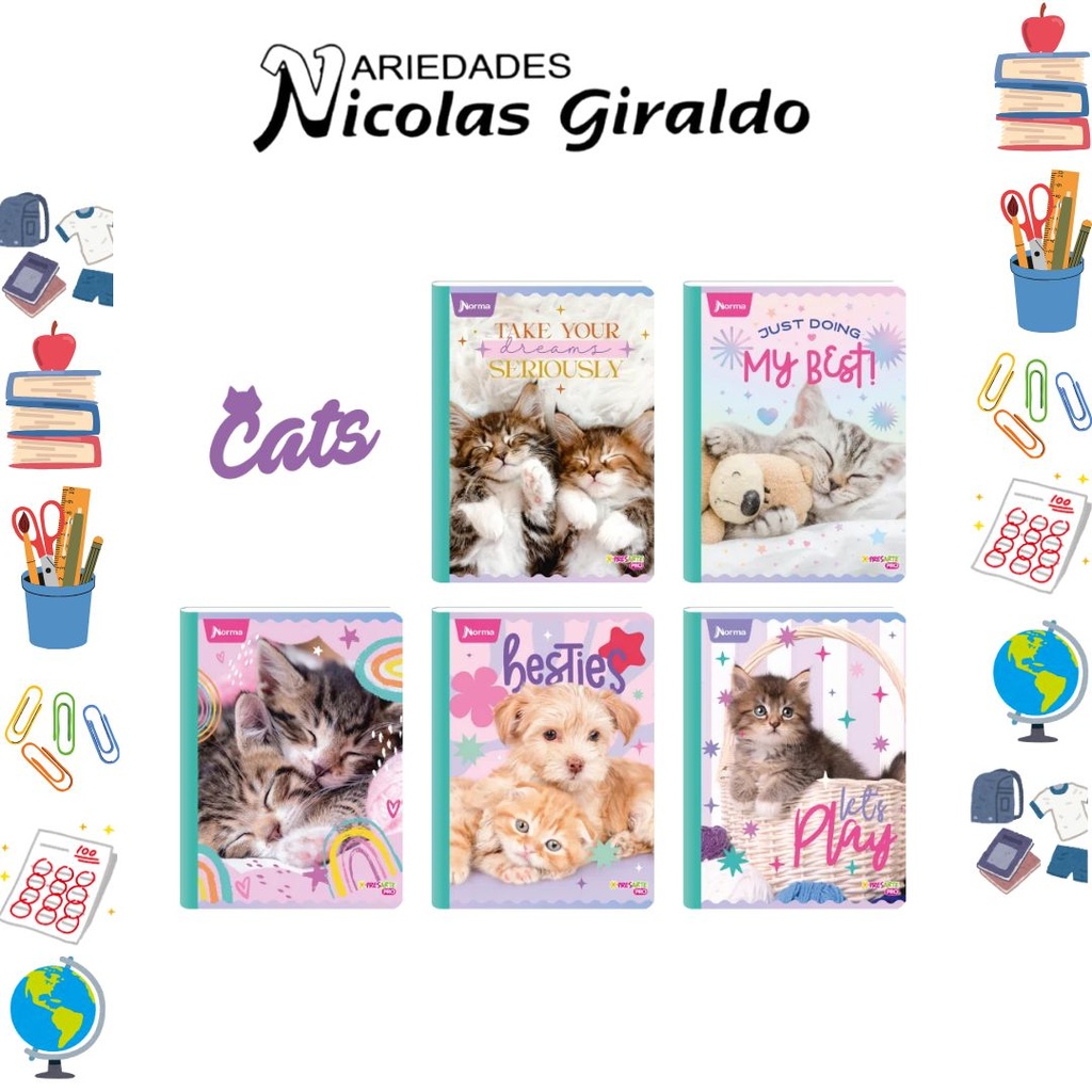 [563896] Cuaderno xpresarte cosido licencia 100H rayas cats (gatos)