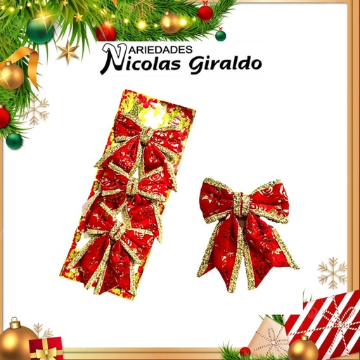[H1435] @ADORNO MOÑO ROJO Y DORADO X3