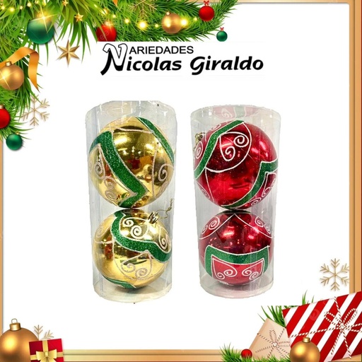 [WM1824] @BOLA GIGANTE X2 ROJA-DORADA Y VERDE-DORADO