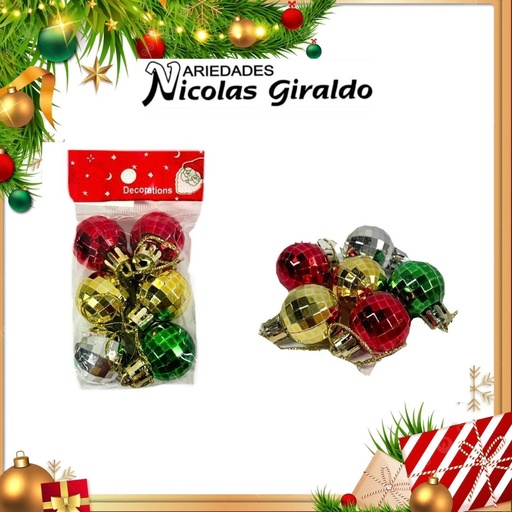 [A1351] @BOLA NAVIDEÑA MINI BOLSA X6 MULTICOLOR 