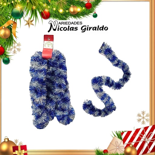 [AN1002] GUIRNALDA NACIONAL METALIZADA AZUL PLATA 7.5 X4MTS
