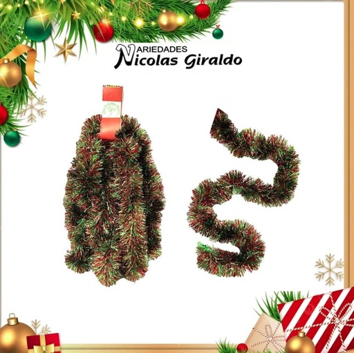 [N1006] GUIRNALDA NACIONAL METALIZADA ROJA VERDE X4MTS