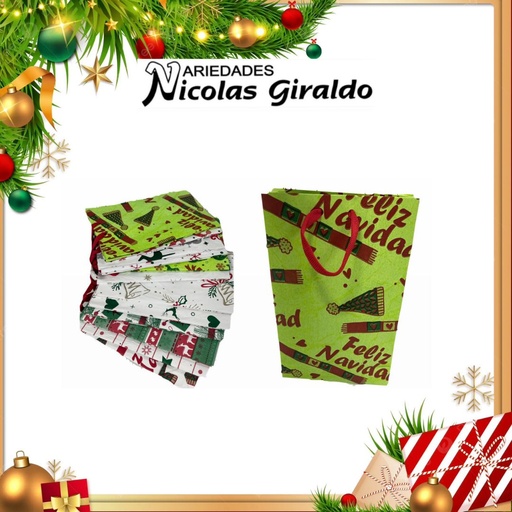 [205020] @BOLSA NAVIDEÑA CORRUGADA PEQUEÑA PQT X12 
