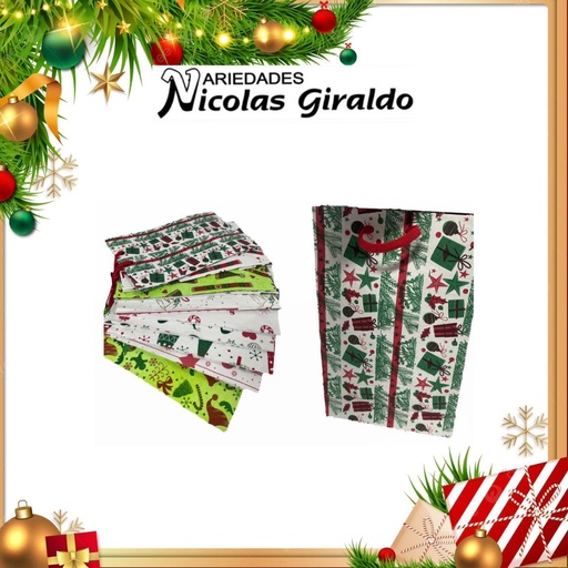 [205010] @BOLSA NAVIDEÑA CORRUGADA MEDIANA PQT X12 