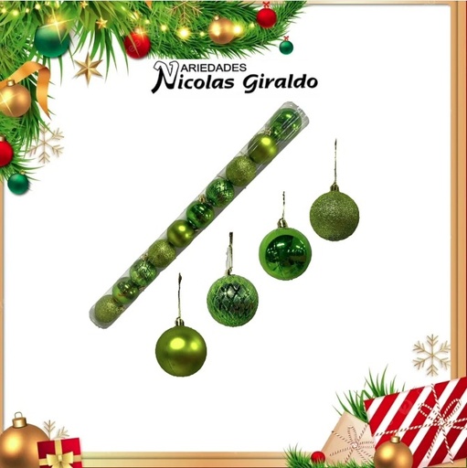[J840BG] @BOLA NAVIDEÑA 6 CM X10 VERDE