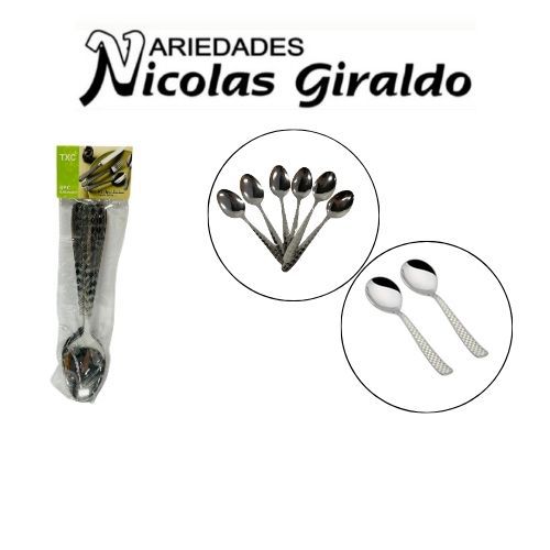 [AK3749] Cuchara metal fina x6 grabada 