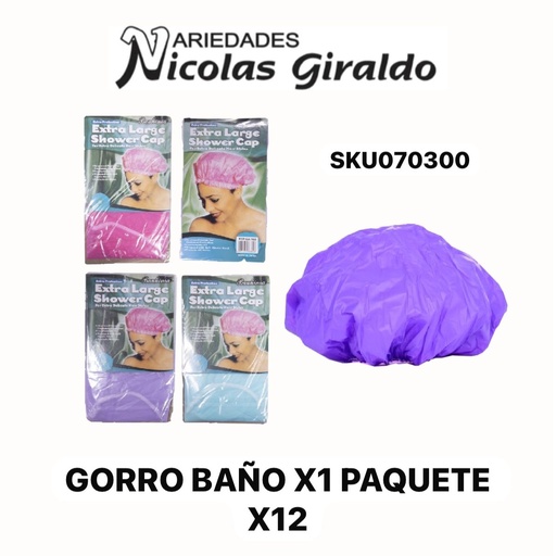 [SKU070300] @Gorro baño x1 paquete x12 