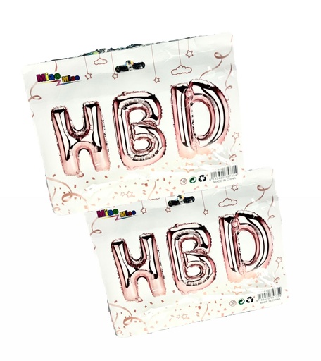[DC-375] @Inflable letrero "H.B.D" 16 pulgadas oro rosa