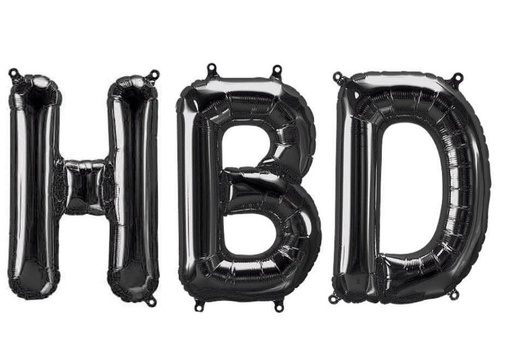 [GR-02] @Inflable letrero "H.B.D" 16 pulgadas negro