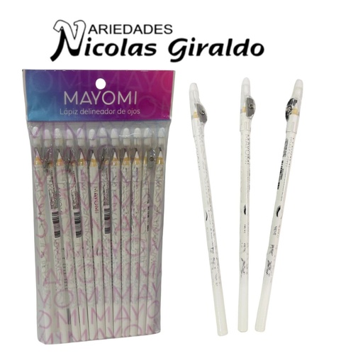 [BMR-3113-9] (YG252-L)Lapiz ojos sencillo blanco x12 unidades 