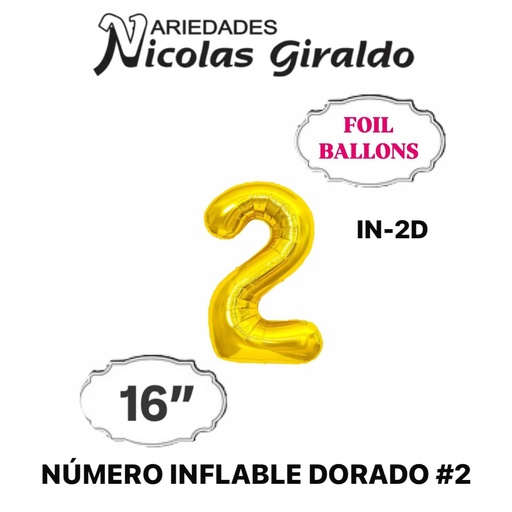 [2D-1751D-2] @Numero inflable dorado #2 (05-133)