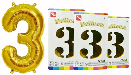 [DF-013] @(DF-013) Numero inflable dorado #3 