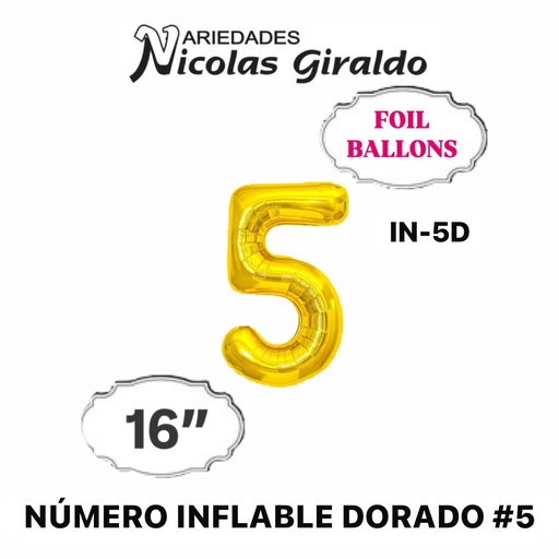 [05-137] @Numero inflable dorado #5