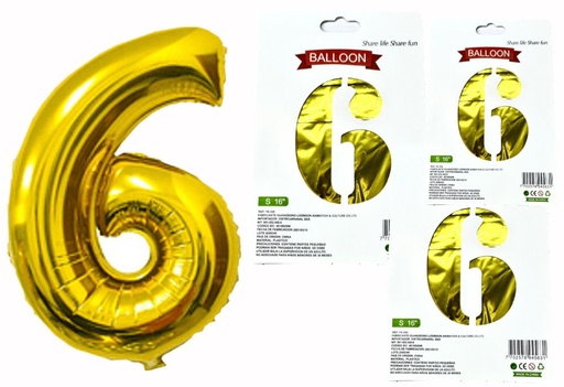 [DF-013] @(DF-013) Numero inflable dorado #6