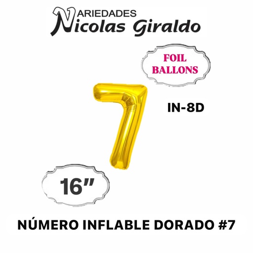 [05-139]  (DF-013) Numero inflable dorado #7