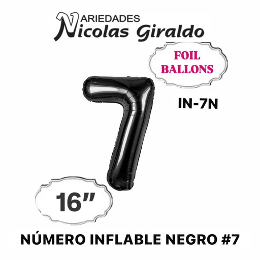 [2D-1751N-7] Numero inflable negro #7 (1404P)