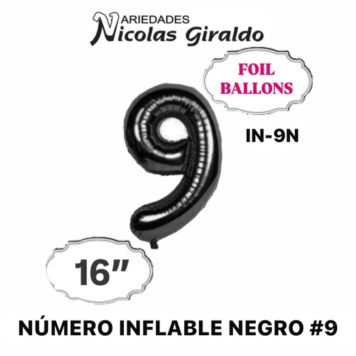 [2D-1751N-9] Numero inflable negro #9 (DF-013)