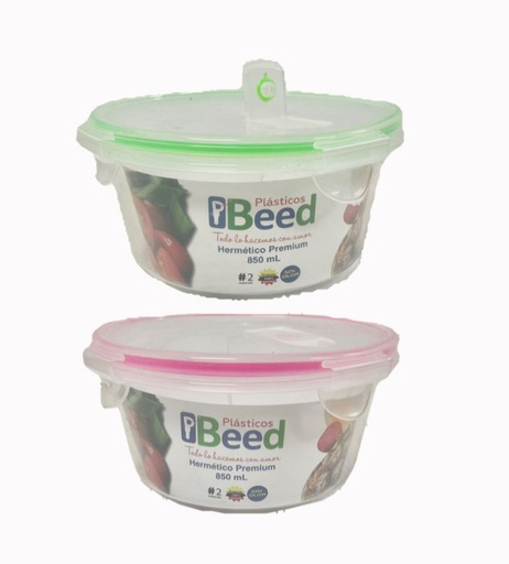 [H064] Coca hermetica redonda grande transparentre 850ml beed